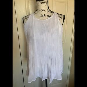 Zac & Rachel Pleated White Sleeveless Top
